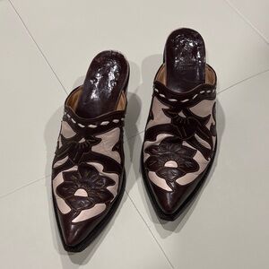 Old Gringo Brown and Cream Floral Mules